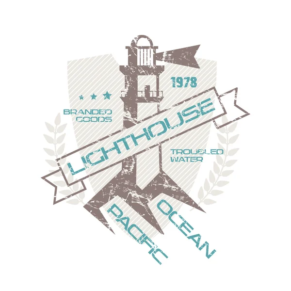 Lighthouse emblem  for t-shirt — Stock Vector