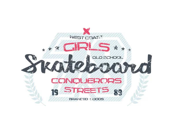 Skateboard typografiska emblem — Stock vektor