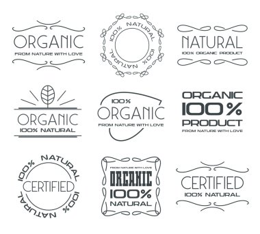 Organik ürünler için bir etiket kümesi