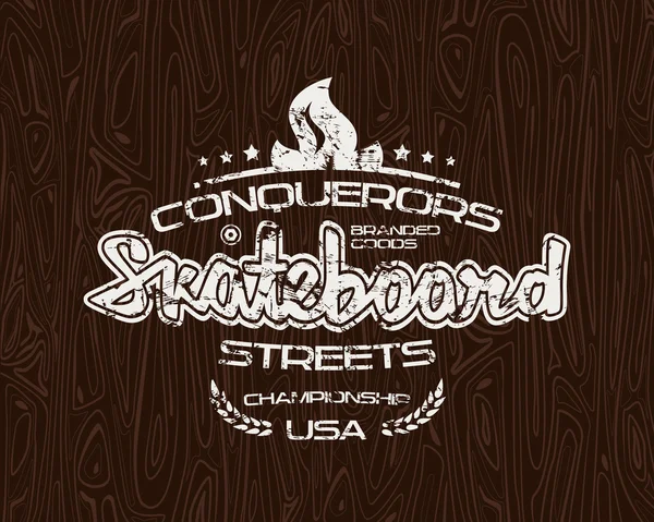 Skateboard embleem voor t-shirt — Stockvector