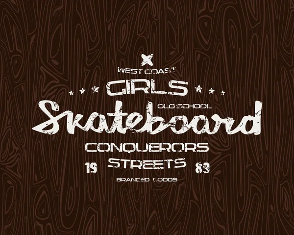Skateboard emblema tipografico — Vettoriale Stock