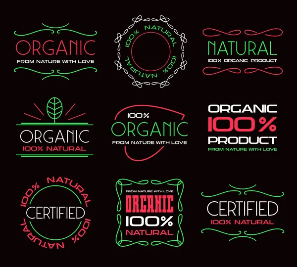 Set of labels for organic products — Stock Vector