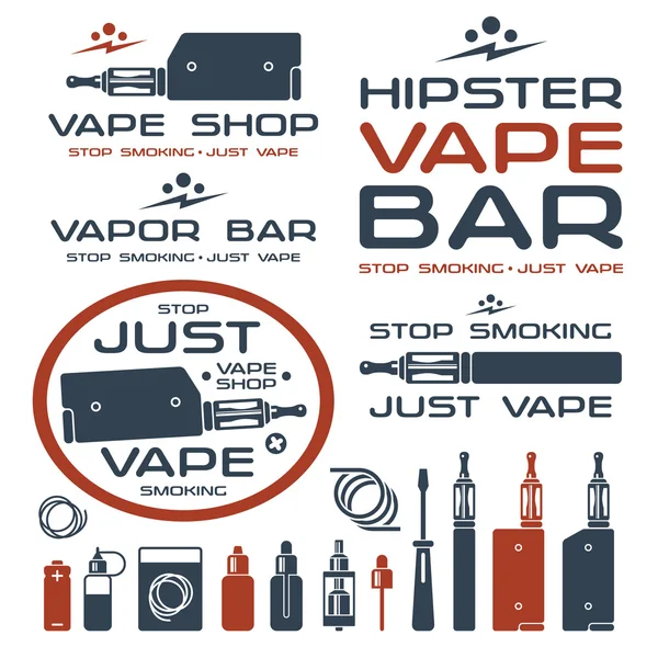 Barra de vapor y logotipo de la tienda Vape — Vector de stock