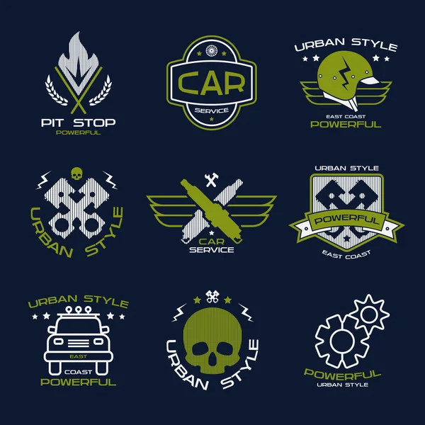 Auto service badges en logo — Stockvector