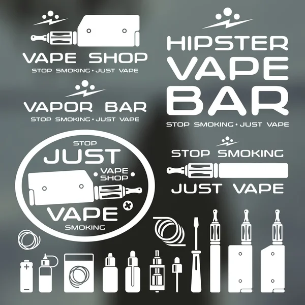 蒸气酒吧和 Vape 店徽 — 图库矢量图片
