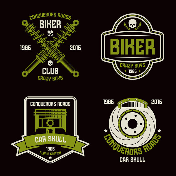 Car repair and biker club emblems