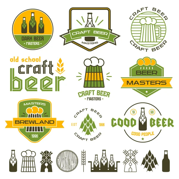 Emblemas de la cervecería artesanal — Vector de stock