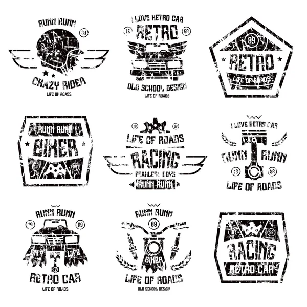 Emblemas de corrida para t-shirt — Vetor de Stock