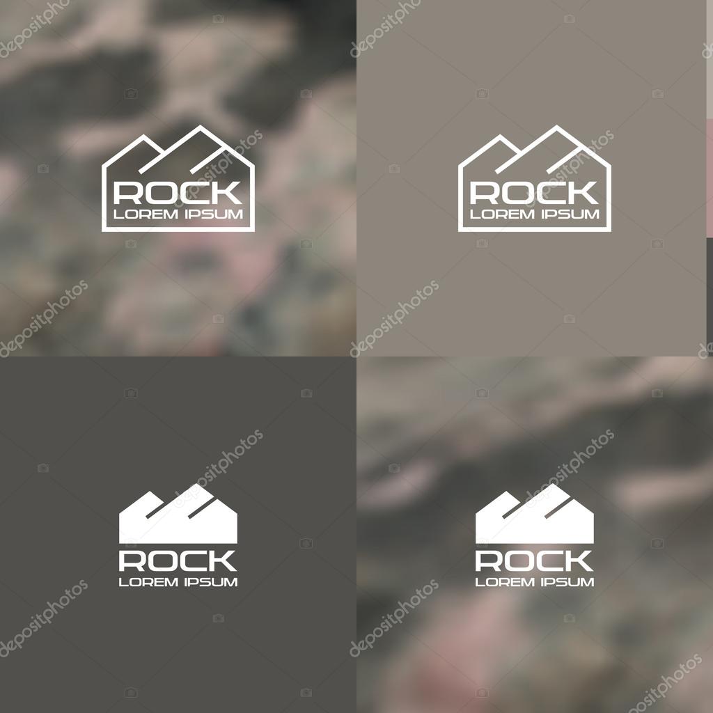 Logo rock. Contour and silhouette versions for color and blurred backgrounds