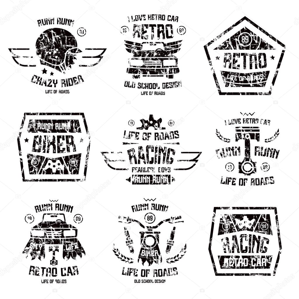 Racing badges for t-shirt