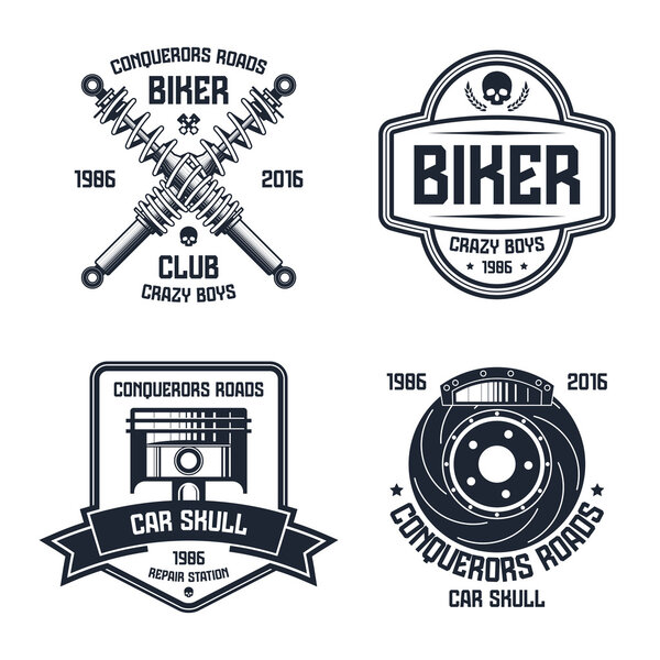 Car repair and biker club emblems