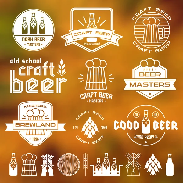 Řemesla pivo pivovar znaky — Stockový vektor