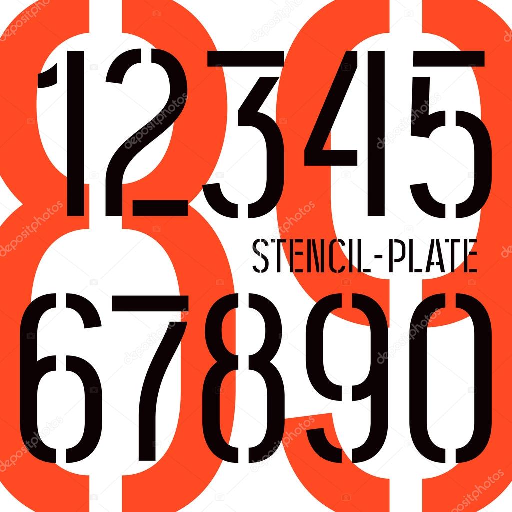 Stencil-plate numbers in military style
