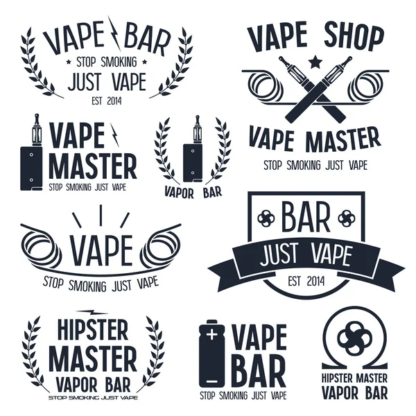 Паровой бар и логотип магазина Vape — стоковый вектор