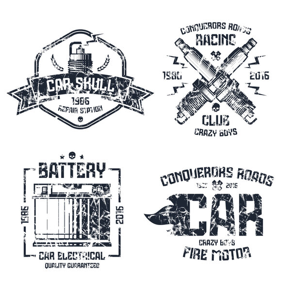 Car repair and racing emblems