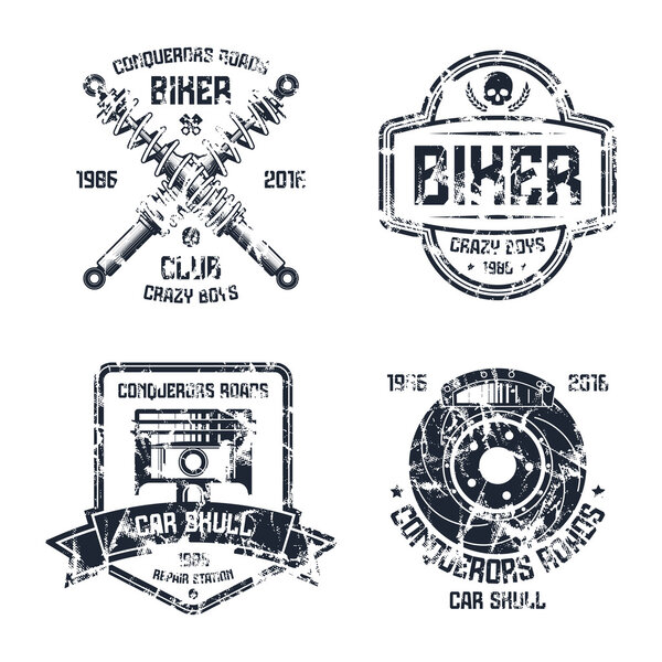 Car repair and biker club emblems