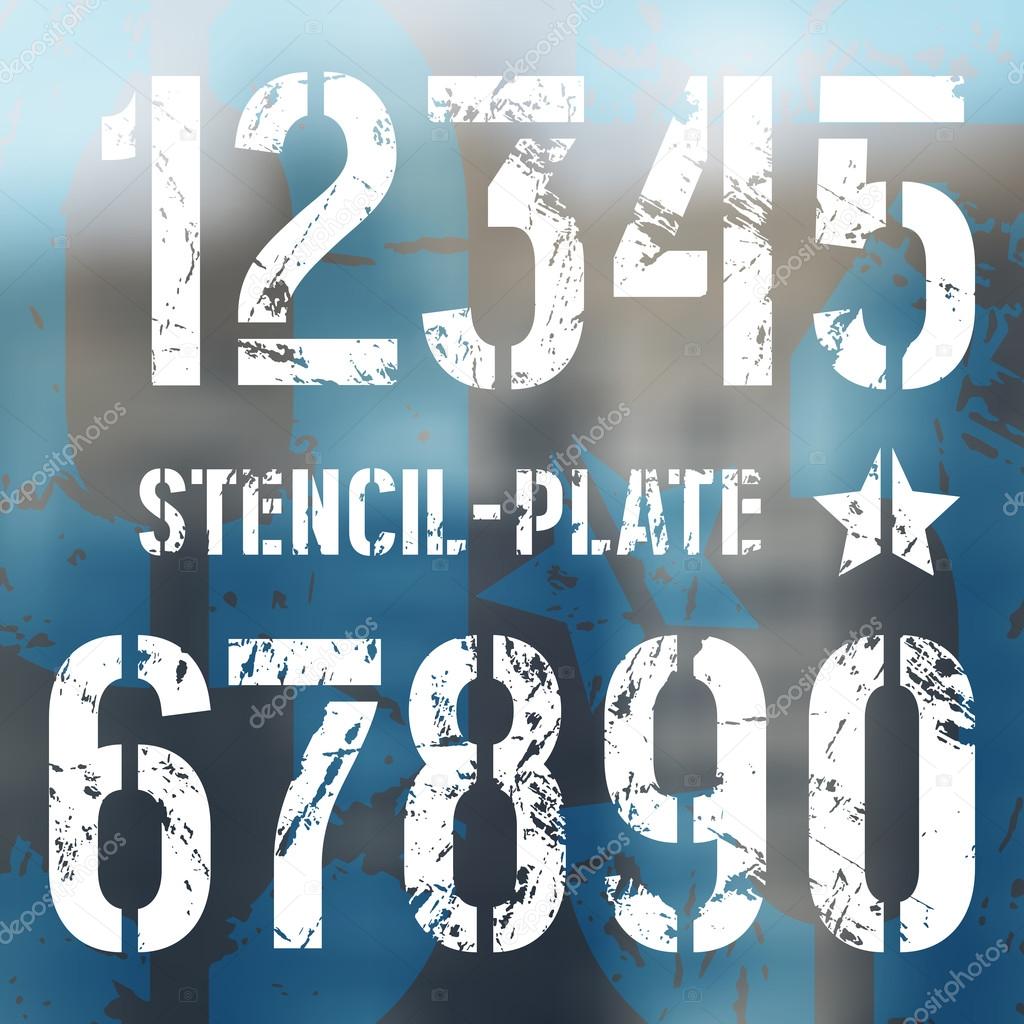 Stencil-plate numbers in military style