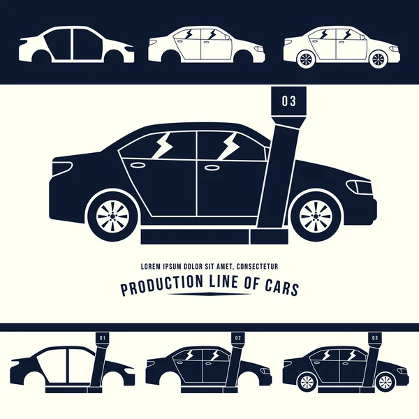 Production line of cars — Stock Vector