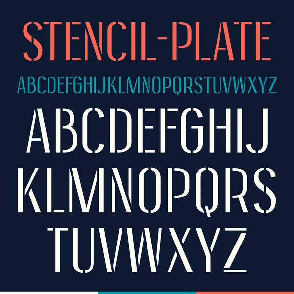 Smalle lettertype stencil-plaat — Stockvector