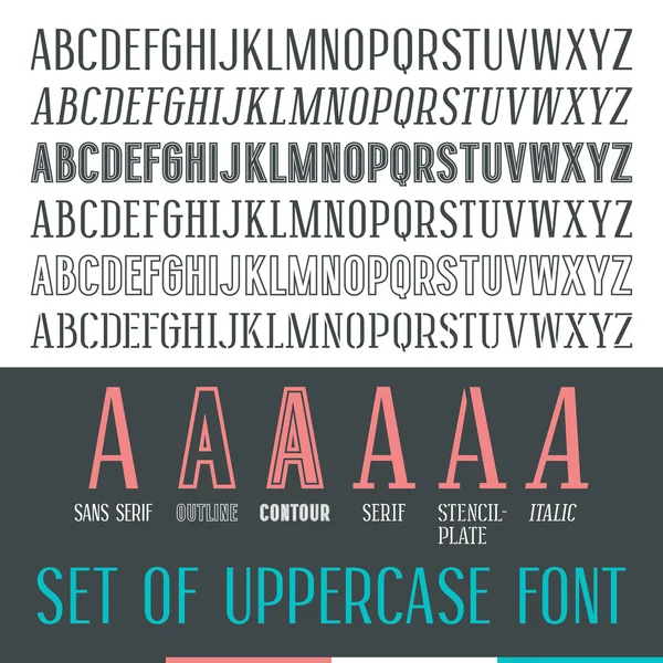 Aantal hoofdletters smalle lettertype — Stockvector