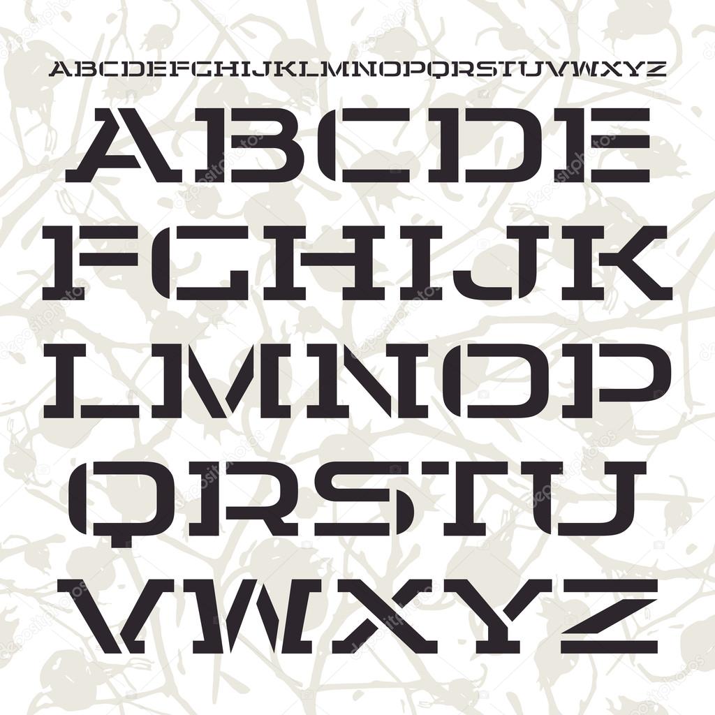 Stencil-plate font in racing style