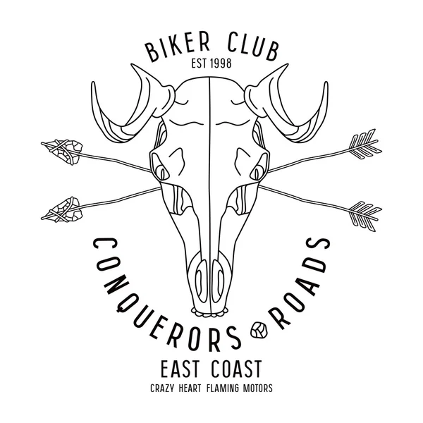 Totenkopf Tier Biker Club Emblem — Stockvektor