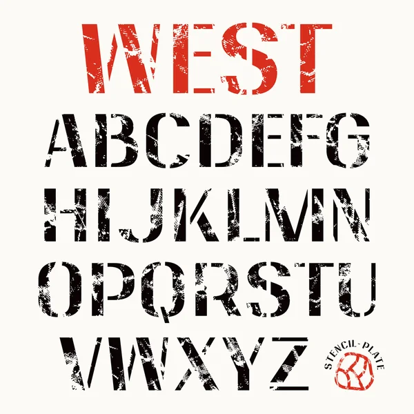 Uppercase stencil-plate sans serif fuente — Archivo Imágenes Vectoriales