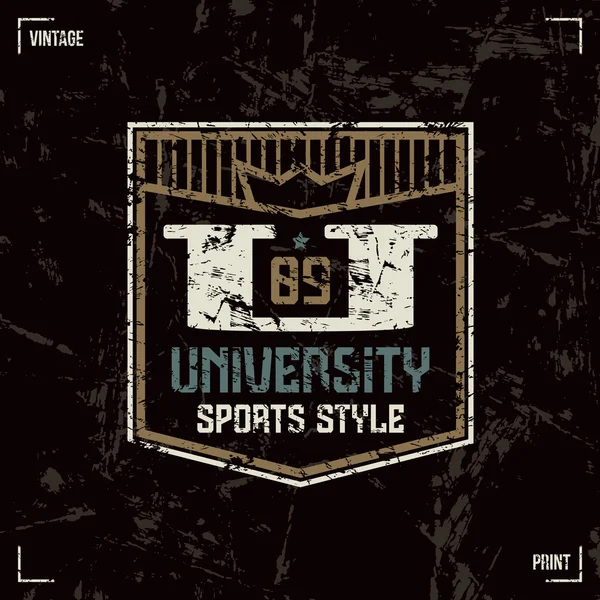 Badge sportif universitaire — Image vectorielle