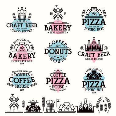 Pastane, kafe, pizzacı için etiketleri