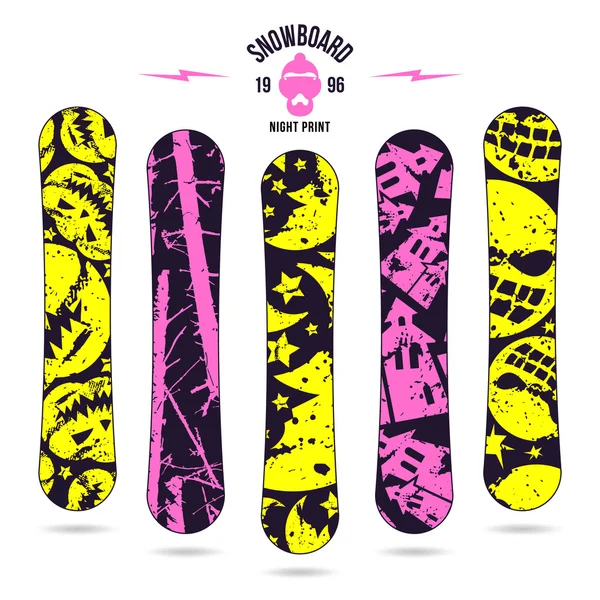 Cadılar Bayramı baskı snowboard için — Stok Vektör