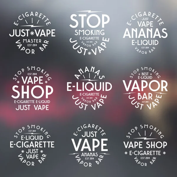 Étiquettes de bar et de magasin de vapeurs — Image vectorielle