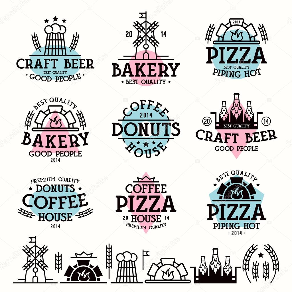 Labels for bakery, cafe, pizzeria