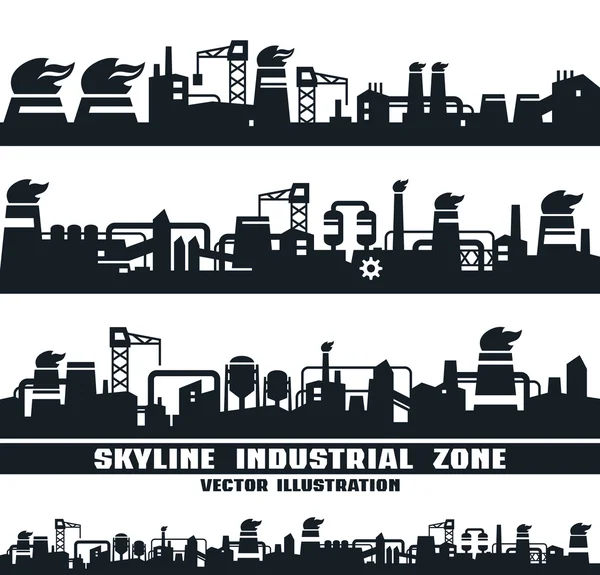 Set industri skyline - Stok Vektor