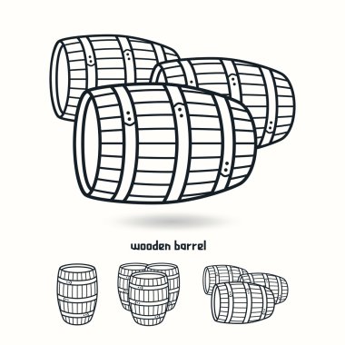 Wooden barrel. Design elements for labels clipart