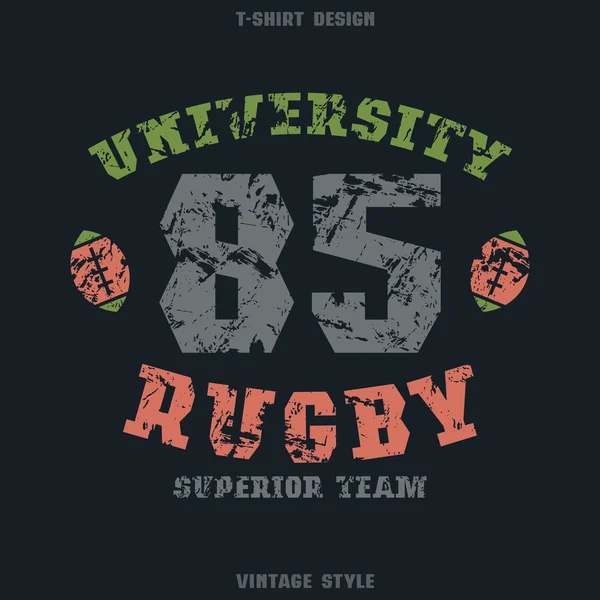 Godło drużyny rugby Uniwersytetu — Wektor stockowy