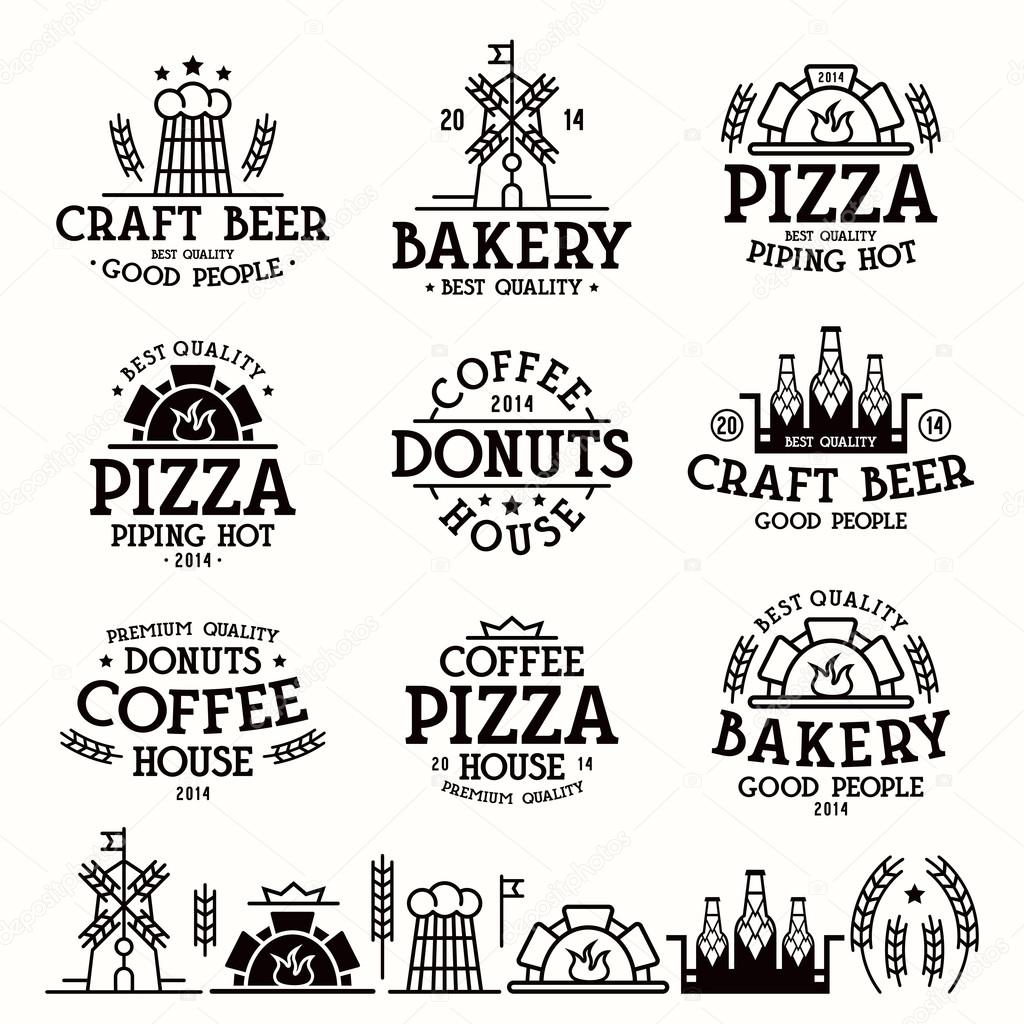 Labels for bakery, cafe, pizzeria