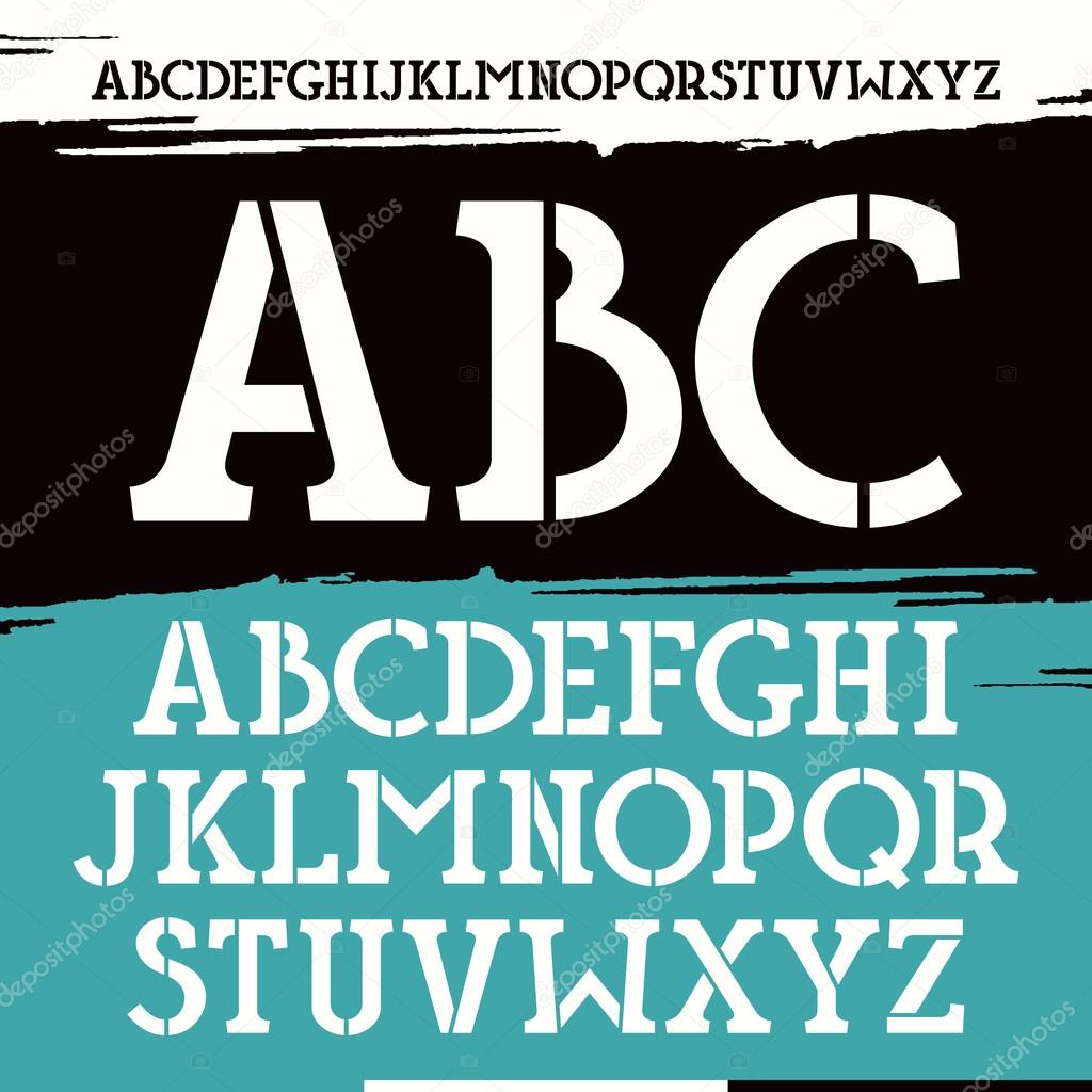 Slab serif stencil-plate font