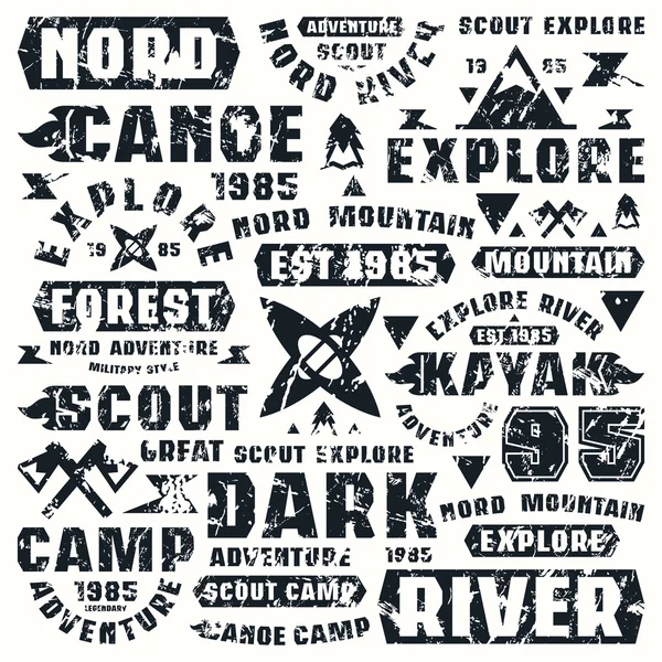 Camping typographic elements — Stock Vector