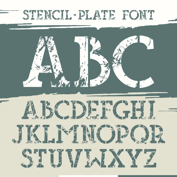 Slab serif stencil-plate font — Stock Vector