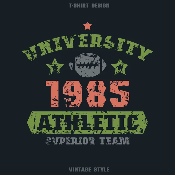Емблема університетської команди регбі — стоковий вектор