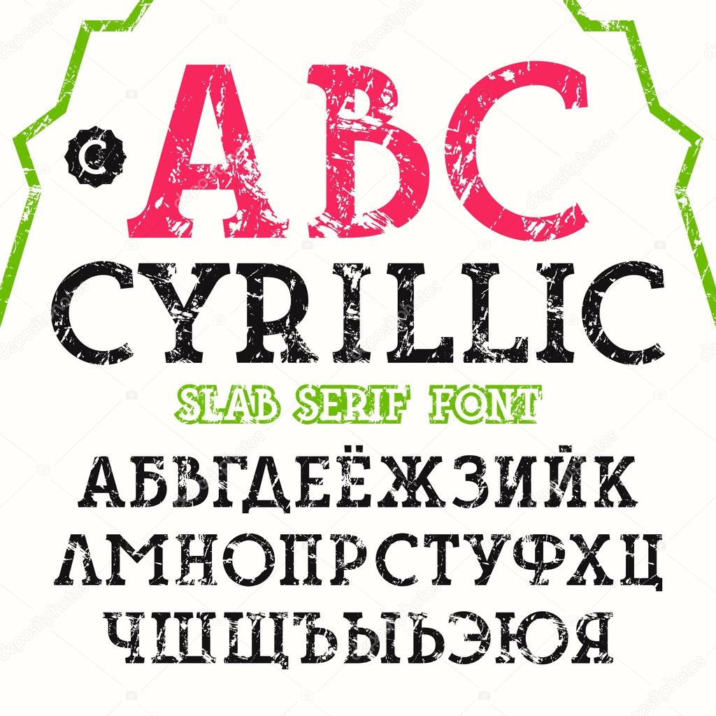 Cyrillic slab serif font