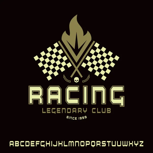 Square sanserif fuente en racing style — Archivo Imágenes Vectoriales