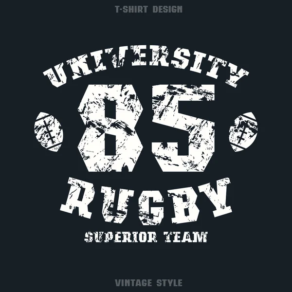 Emblema della squadra di rugby universitaria — Vettoriale Stock