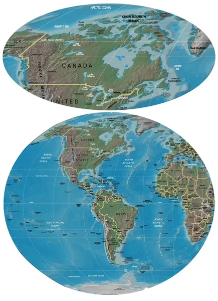 Mapa do Canadá e das Américas —  Vetores de Stock