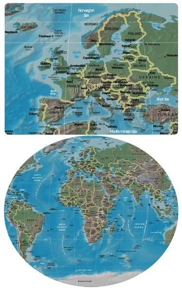Europa e Europa Mapa de África —  Vetores de Stock