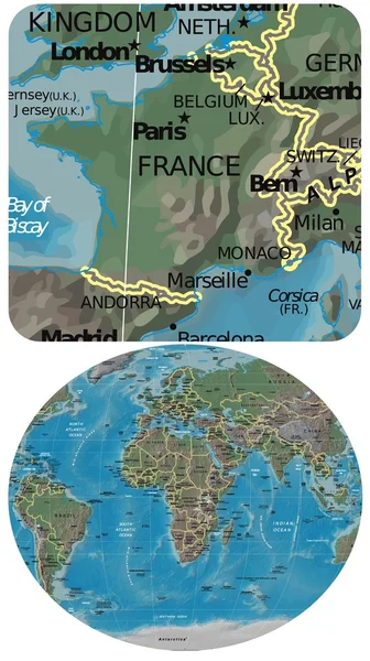 Francia y Europa África mapa — Archivo Imágenes Vectoriales