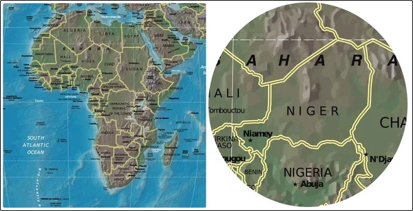 니제르와 아프리카 지도 — 스톡 벡터