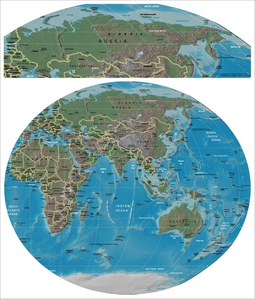 俄罗斯和亚洲大洋洲地图 — 图库矢量图片