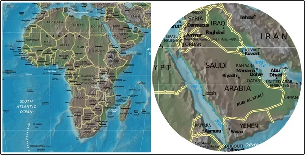 Saudi Arabia and Africa maps — Stock Vector