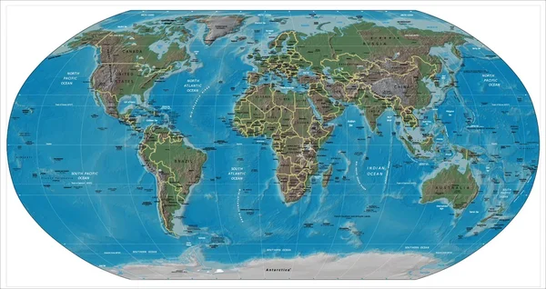 Carte du monde détail et texte — Image vectorielle